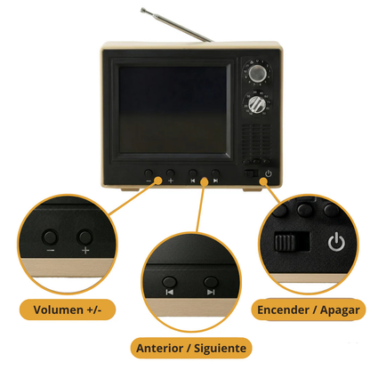 Mini TV Retro con Reproductor de Recuerdos