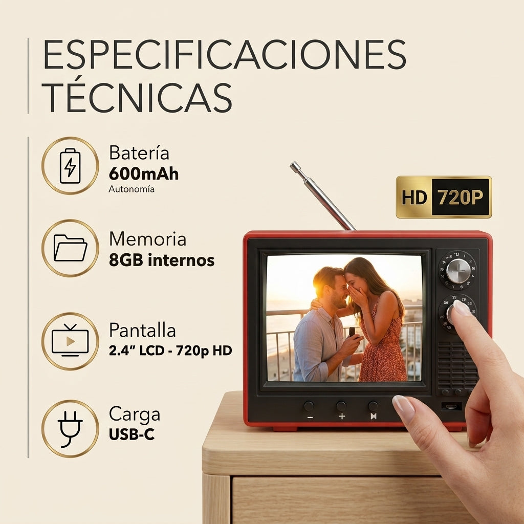Mini TV Retro con Reproductor de Recuerdos