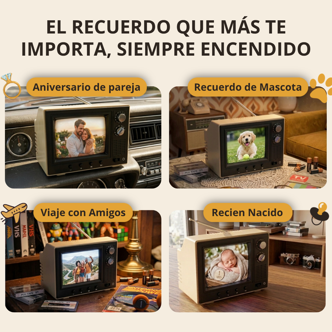 Mini TV Retro con Reproductor de Recuerdos