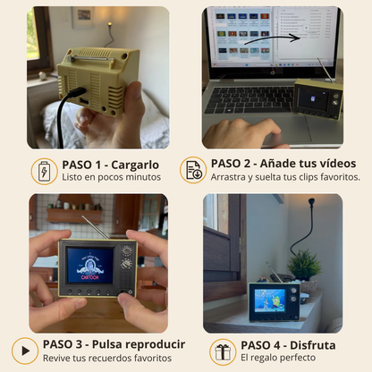 Mini TV Retro con Reproductor de Recuerdos
